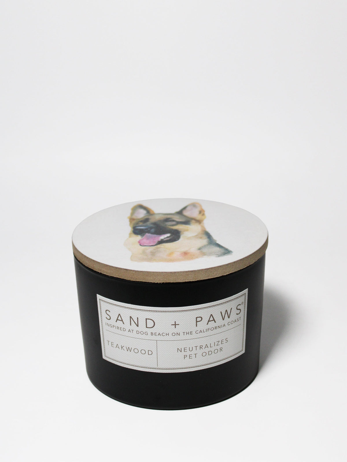 Sand + Paws Teakwood Cozy 12 oz scented candle