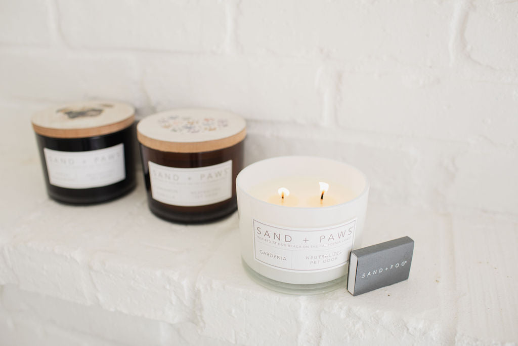 Sand + Paws Gardenia Cozy 12 oz scented candle