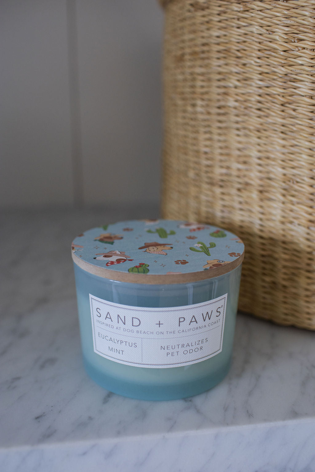 Sand + Paws Eucalyptus Mint Cozy 12 oz scented candle