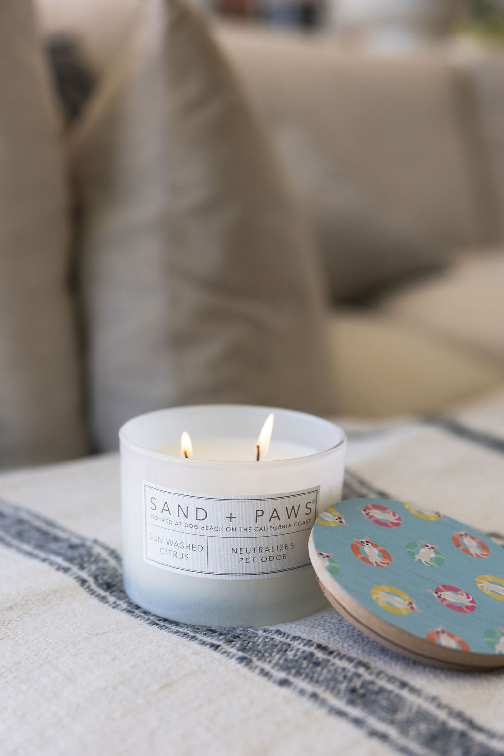 Sand + Paws Sun Washed Citrus Cozy 12 oz scented candle