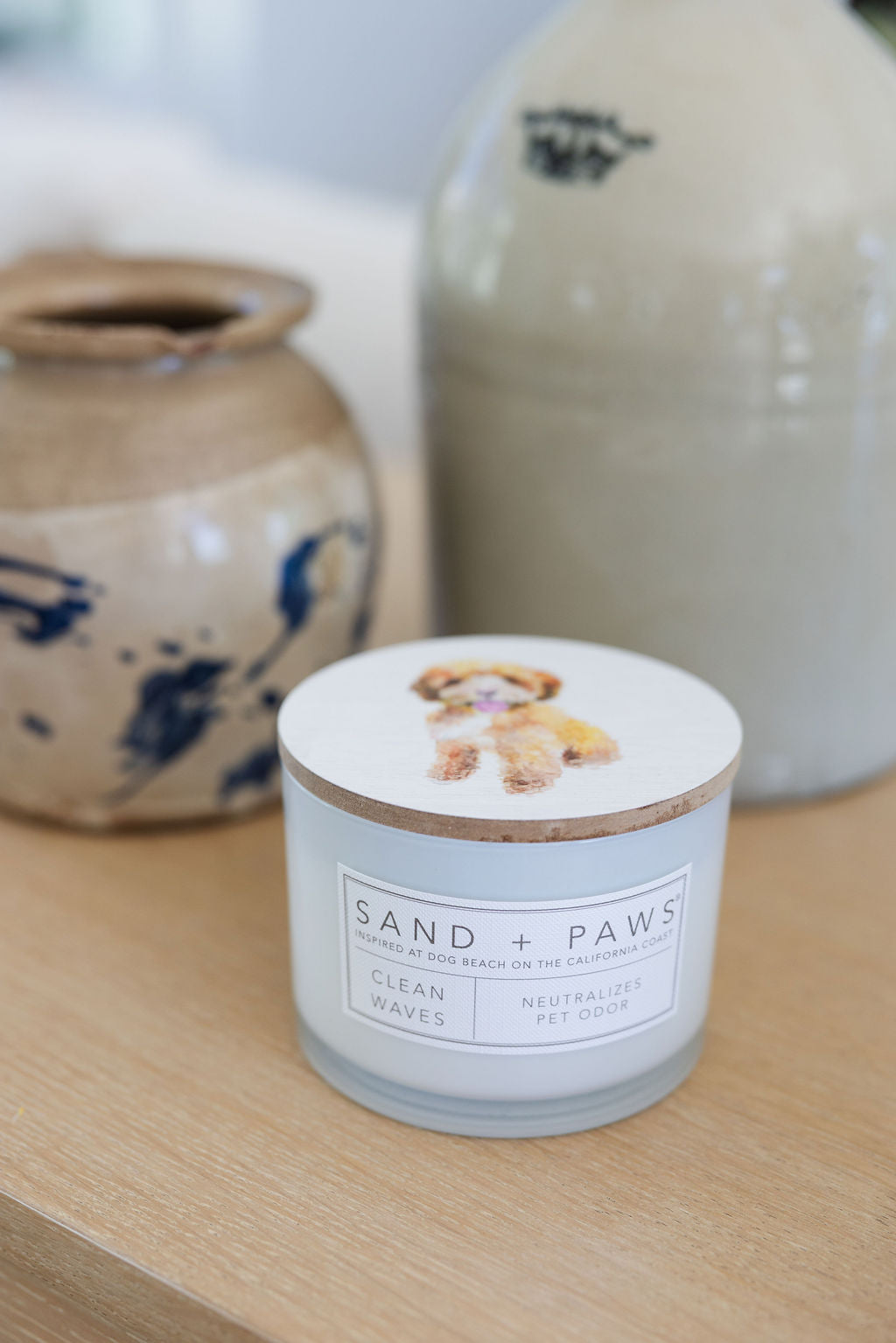 Sand + Paws Clean Waves Cozy 12 oz scented candle